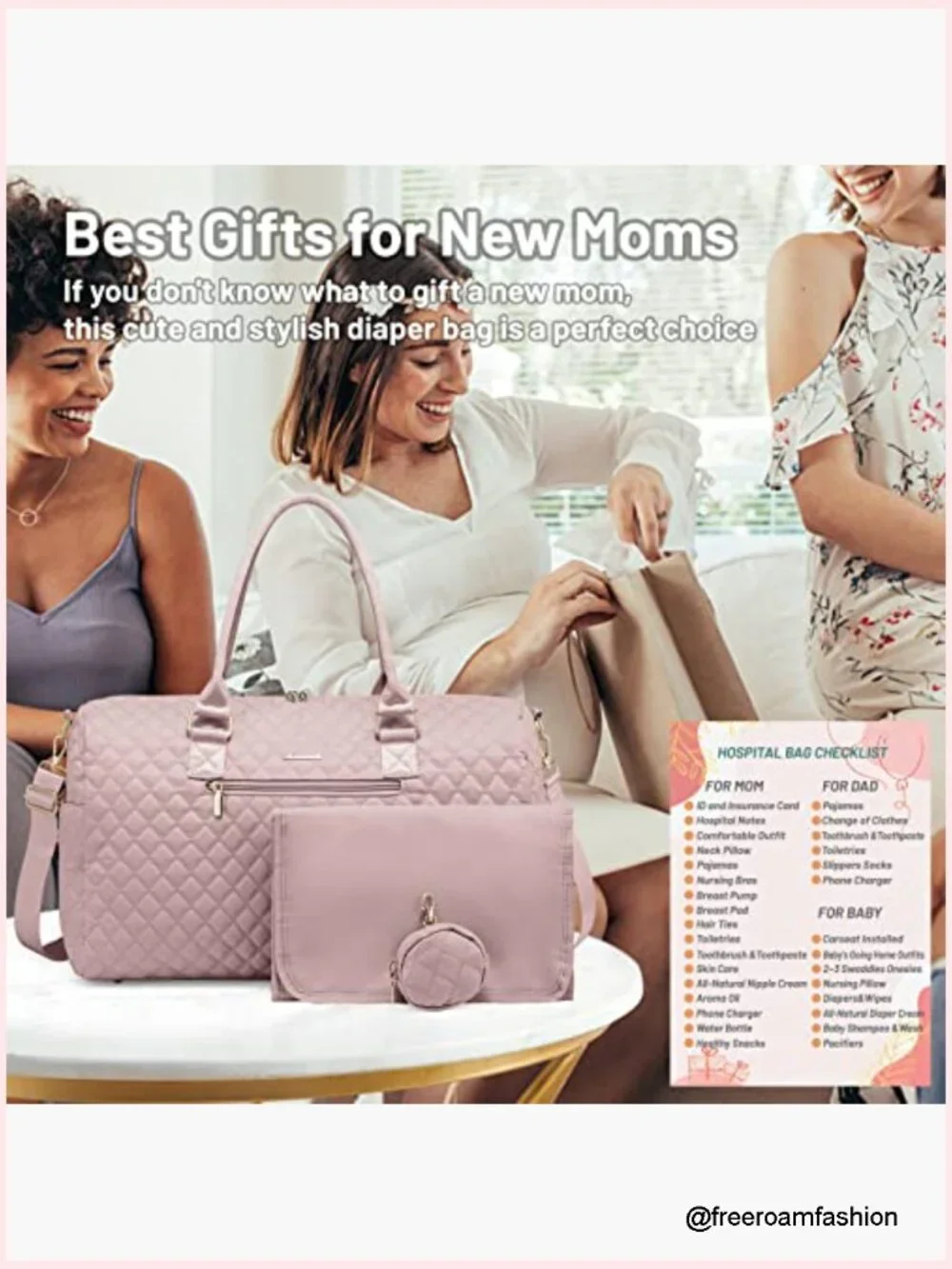 Diaper Bag Tote with Changing Pad, Large Capacity Travel Baby Bag